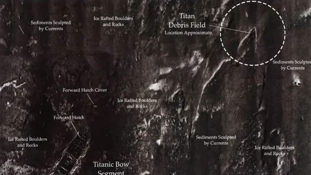  خريطة جديدة تكشف مكان العثور على بقايا غواصة "تيتان"