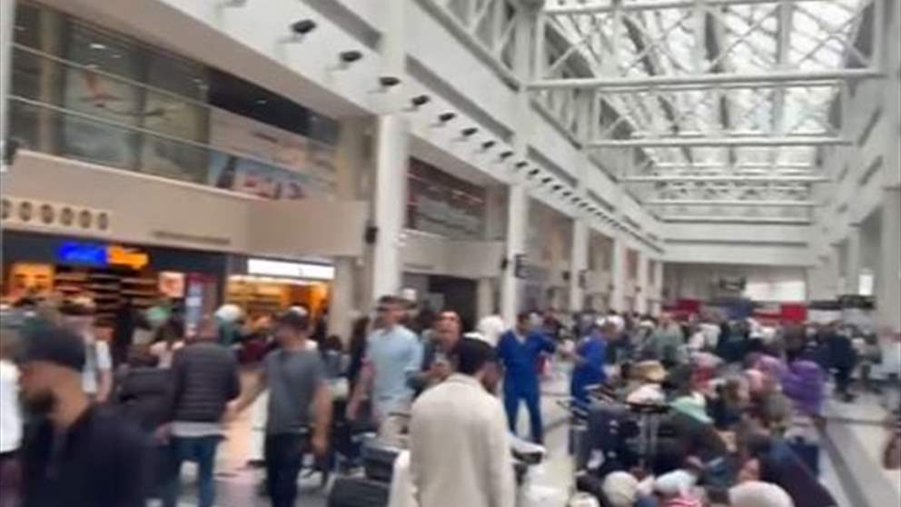 بالفيديو - زحمة مسافرين في مطار بيروت 