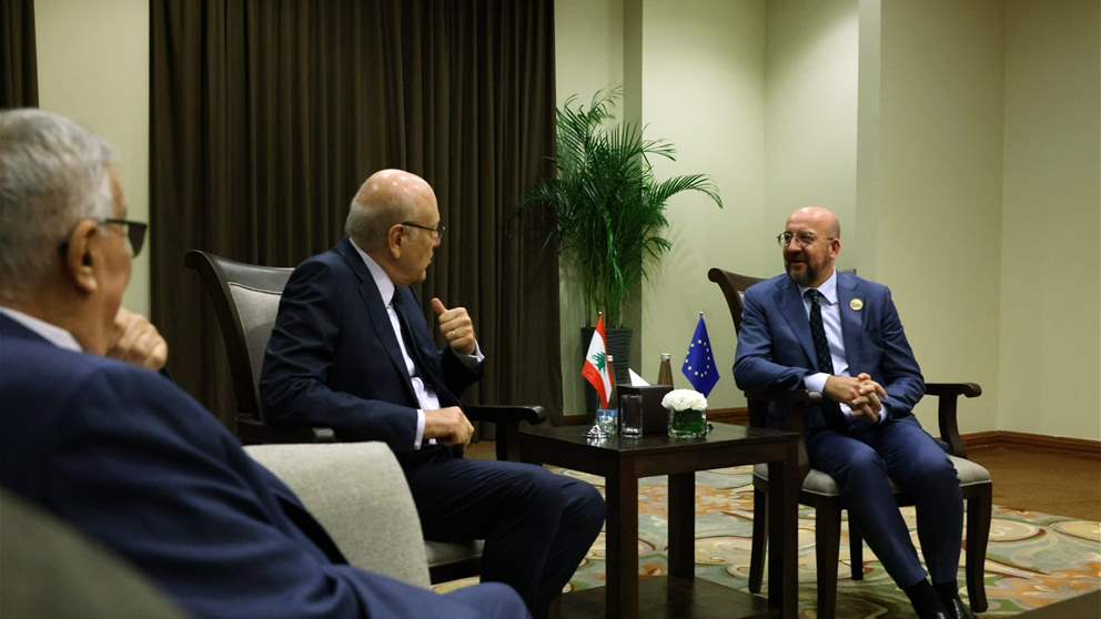  رئيس المجلس الاوروبي زار ميقاتي في الأردن: نتفهم الموقف اللبناني من مسألة النازحين السوريين
